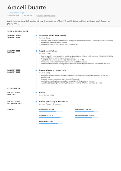 3+ Audit Internship Resume Examples and Templates