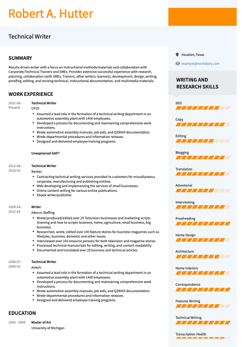 orange color resume template modern