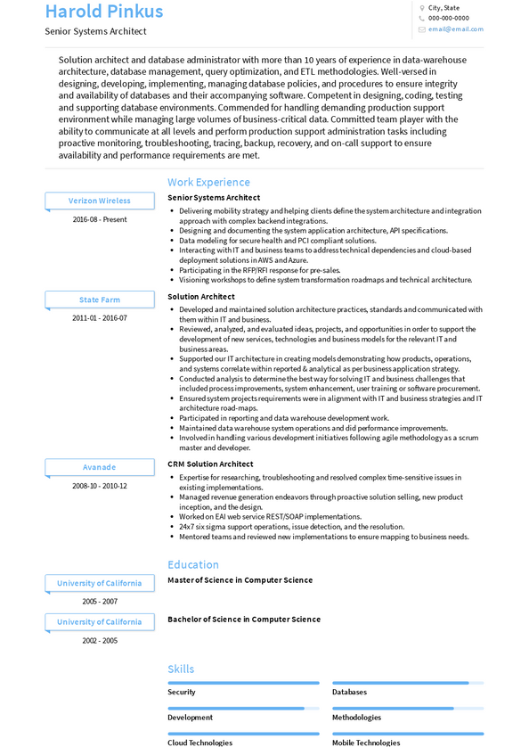 Solution Architect Resume Samples And Templates 