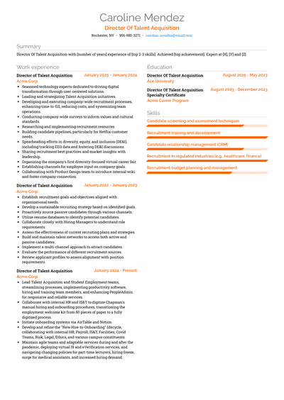 Director Of Talent Acquisition Resume Examples and Templates