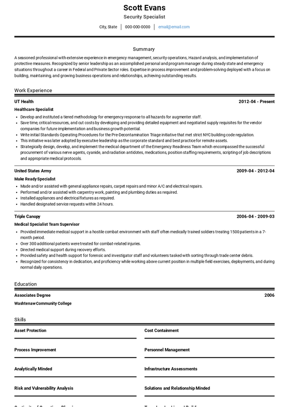 Military Resume Samples And Templates Visualcv 