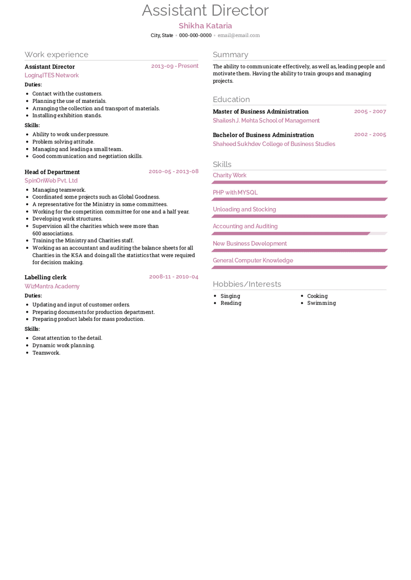 assistant-director-resume-samples-and-templates-visualcv