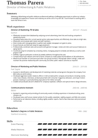 Public Relations Resume Samples [+ 2 Examples] | VisualCV