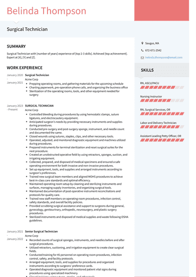 Surgical Technician Resume Examples and Templates