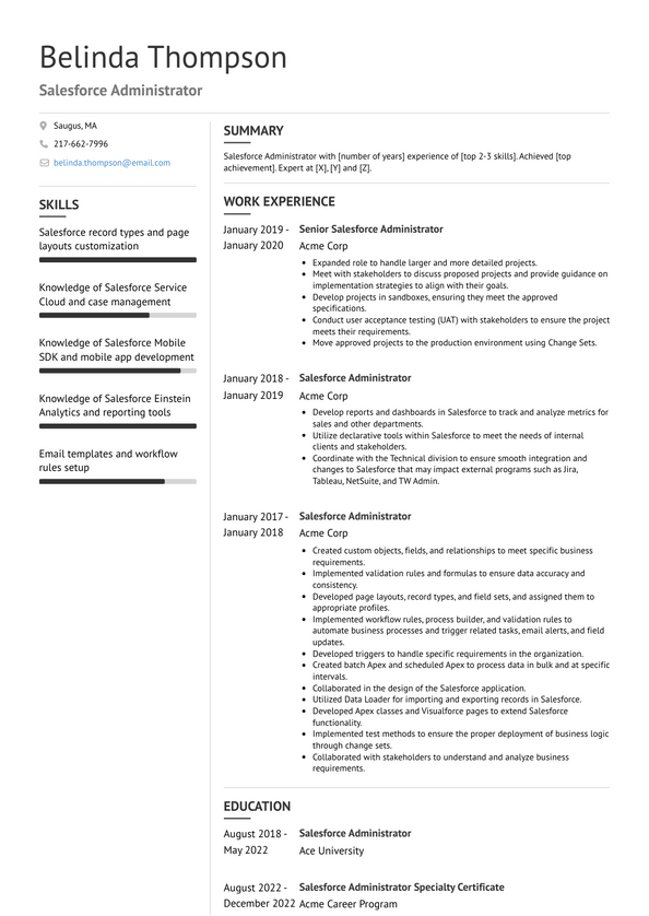 Salesforce Administrator Resume Examples and Templates