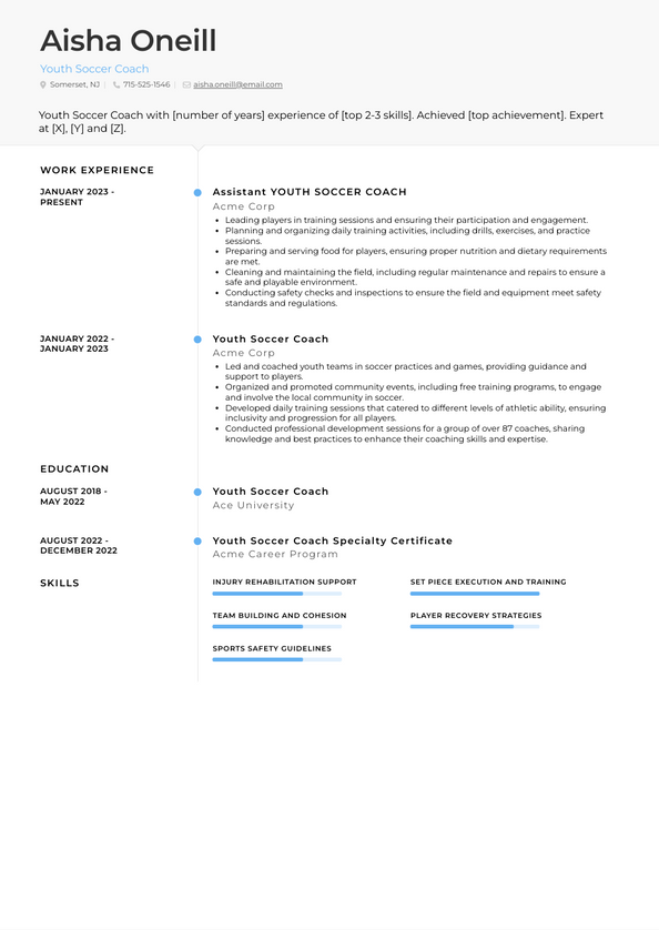 Youth Soccer Coach Resume Examples and Templates