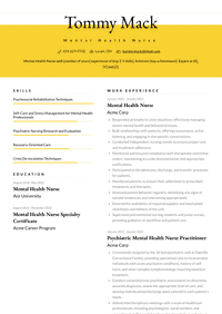 sample resume for mental health nurse