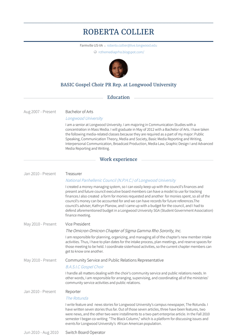 Community Service Resume Samples And Templates VisualCV