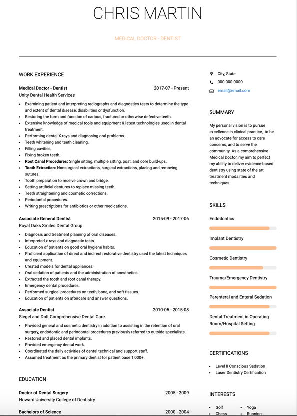 Medical Doctor CV Examples & Templates | VisualCV