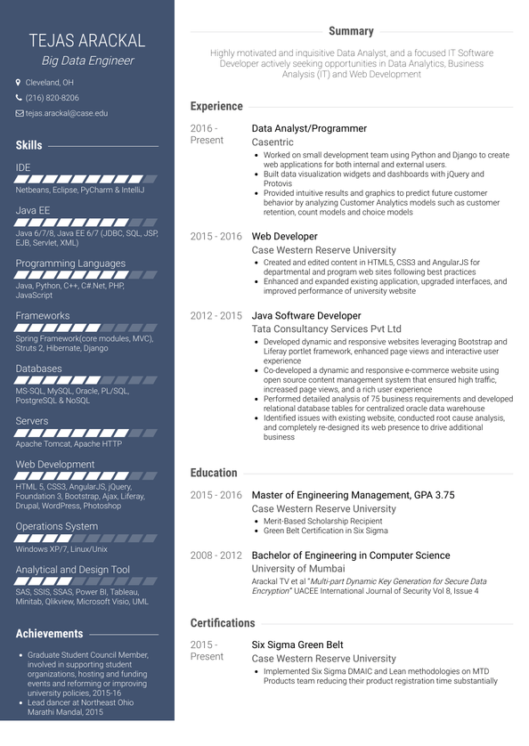 Web Developer Resume Samples and Templates | VisualCV