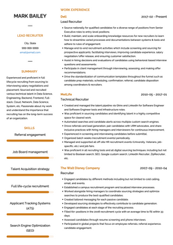 Lead Recruiter Resume Sample and Template