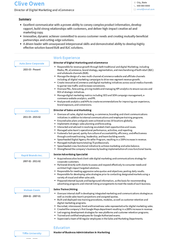 Director Of Marketing Resume Samples And Templates Visualcv