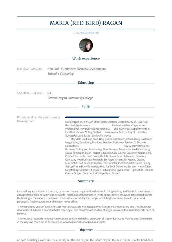 Non Profit Resume Samples and Templates VisualCV