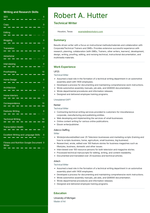 green color resume template summit