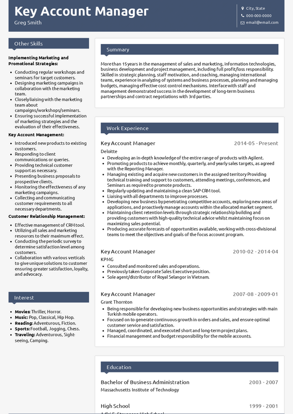 Key Account Manager Resume Samples and Templates | VisualCV