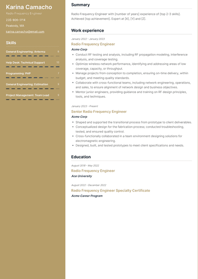 Radio Frequency Engineer Resume Examples and Templates