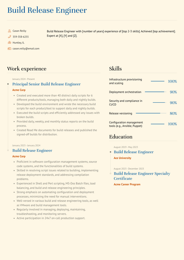 Build Release Engineer Resume Examples And Templates