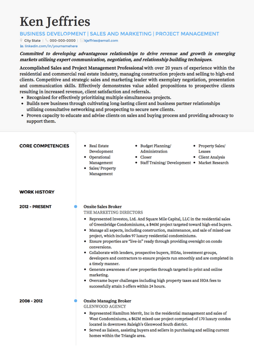 Real Professional CV Example & Sample Directory | VisualCV