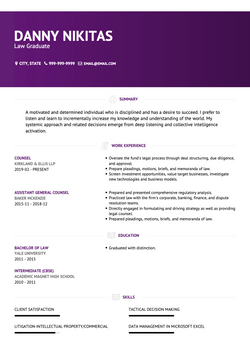Law Graduate Resume Sample and Template