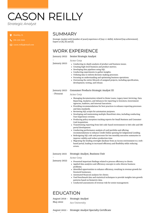 Strategic Analyst Resume Sample and Template