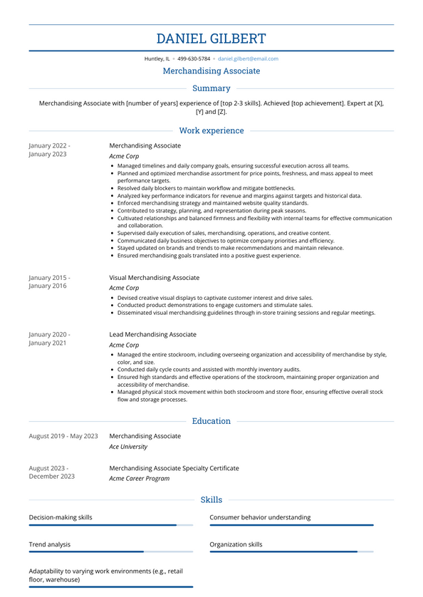 Merchandising Associate Resume Examples And Templates