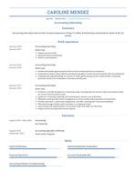 how to put accounting internship on resume