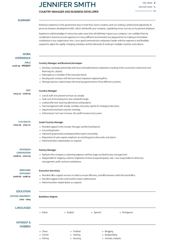 Country Sales Manager Resume Samples and Templates | VisualCV