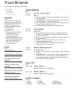 Insurance Broker Resume Samples and Templates | VisualCV