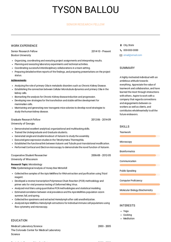 Research Fellow Resume Samples and Templates | VisualCV