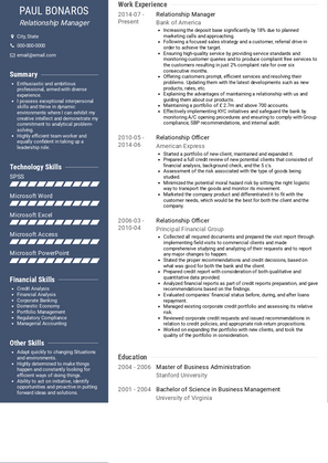 Relationship Manager Resume Samples and Templates | VisualCV