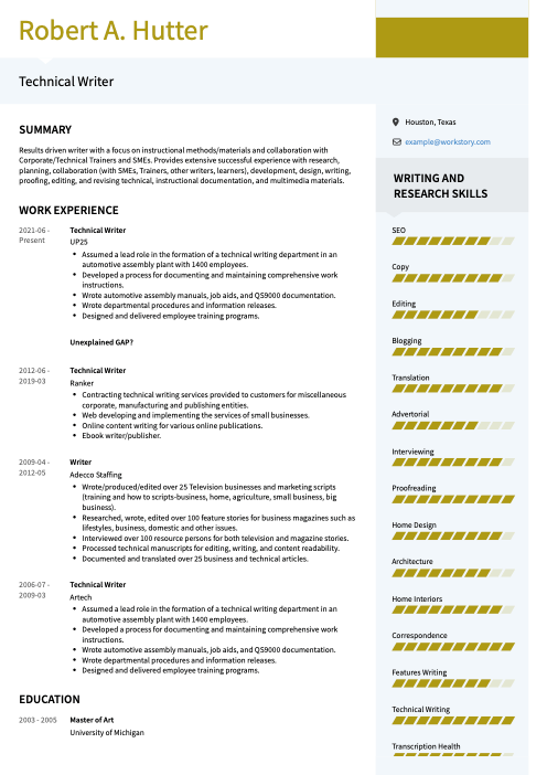 yellow color resume template modern