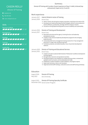 Director Of Training Resume Sample and Template