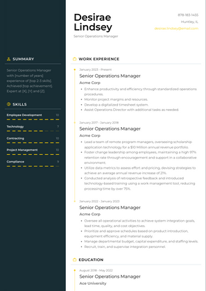 Senior Operations Manager Resume Sample and Template
